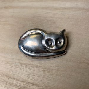 VTG signed sterling 925 cat brooch
